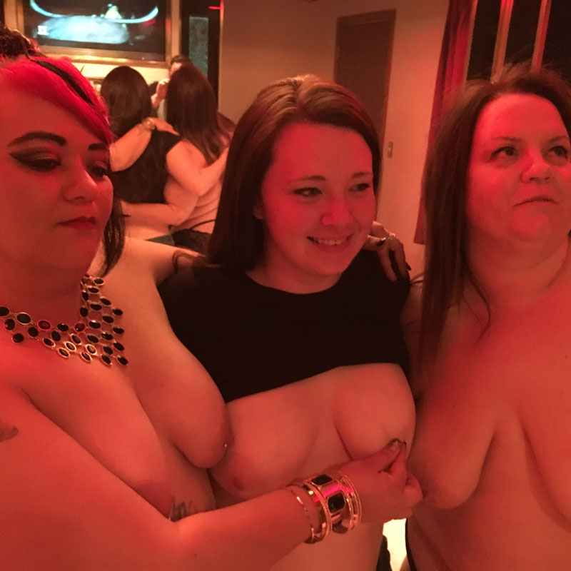 Three Colorado gangbang girls posing together before having a members only sex party.